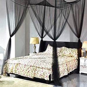 farmer king mat mosquito net black 9x9 ft 4 corner post bed canopy quick and easy installation for king size beds large queen size bed curtain