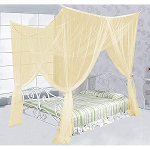 farmer king mat mosquito net ivory 65x65 ft 4 corner post bed canopy quick and easy installation for king size beds large queen size bed curtain