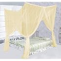 FARMER KING MAT Mosquito Net Ivory, 7x7 ft 4 Corner Post Bed Canopy, Quick and Easy Installation for King Size Beds Large Queen Size Bed Curtain