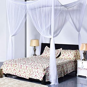 farmer king mat mosquito net white 7x7 ft 4 corner post bed canopy quick and easy installation for king size beds large queen size bed curtain