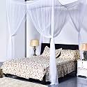 FARMER KING MAT Mosquito Net White, 6.5x6.5 ft 4 Corner Post Bed Canopy, Quick and Easy Installation for King Size Beds Large Queen Size Bed Curtain