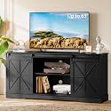 Farmhouse Black TV Stand for 65 Inch TV with Sliding Barn Doors
