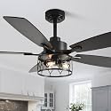 52 Inch Farmhouse Ceiling Fans with Lights and Remote