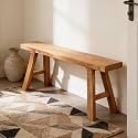 Farmhouse Entryway Solid Wood Bench, Armless Narrow Shoe Storage Bench for Indoor Entryways, Rustic Wooden Entry Bench for Living Room or End of Bed, Long Vintage Design, Brown(59x10.2x17.7)