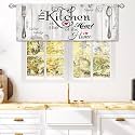 Farmhouse Rustic Curtain Valance for Window Treatments Vintage Fork Spoon Retro Kitchen Treatment Barn Country Wooden Wood Plank Window Drapes for Bathroom Living Room 1 Panel (52x18 Inch)