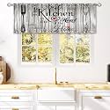Farmhouse Rustic Grey Curtain Valance for Window Treatments Vintage Fork Spoon Retro Rod Pocket Kitchen Treatment Country Wooden Drapes for Bathroom Bedroom Living Room 1 Panel (52x18 Inch)