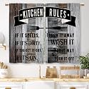 Farmhouse Rustic Kitchen Rules Kitchen Curtains Wooden Wood Small Short Cafe Window Curtains Vintage Fork Retro Plank Bathroom Living Room Bedroom Drapes Treatment 2 Panels (27.5x39 Inch)
