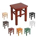 Farmhouse Wooden Step Stool, Entryway Bench Small Solid Wood Stool Rectangle, End of Bed Bench for Bedroom, Short Footstool for Hallway Living Room(Red,25 cm/9.84 in)