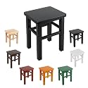 Farmhouse Wooden Step Stool, Entryway Bench Small Solid Wood Stool Rectangle, End of Bed Bench for Bedroom, Short Footstool for Hallway Living Room(Black,27 cm/10.63 in)