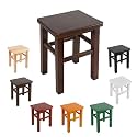 Farmhouse Wooden Step Stool, Entryway Bench Small Solid Wood Stool Rectangle, End of Bed Bench for Bedroom, Short Footstool for Hallway Living Room(Walnut,27 cm/10.63 in)