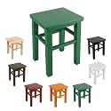 Farmhouse Wooden Step Stool, Entryway Bench Small Solid Wood Stool Rectangle, End of Bed Bench for Bedroom, Short Footstool for Hallway Living Room(Green,35 cm/13.78 in)