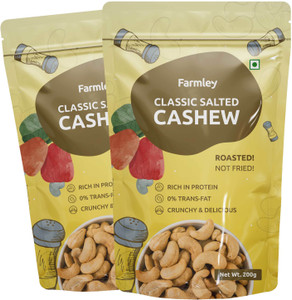 farmley roasted  classic salted cashew 400g pack of 2- each 200g cashews 2 x 200 g
