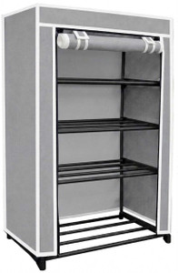 FAROX Grey Shoe Rack with Cover -