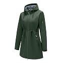 FARVALUE Women's Long Softshell Jacket Waterproof Lightweight Warm Windproof Hooded Fleece Lined Rain Coat for Outdoor