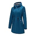 FARVALUE Women's Long Softshell Jacket Waterproof Lightweight Warm Windproof Hooded Fleece Lined Rain Coat for Outdoor