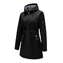 FARVALUE Women's Long Softshell Jacket Waterproof Lightweight Warm Windproof Hooded Fleece Lined Rain Coat for Outdoor