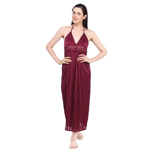 Fasense Womens Satin Maxi Casual Regular Nightgown