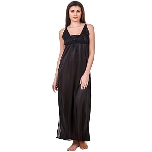 Fasense Womens Satin Maxi Casual Nightgown