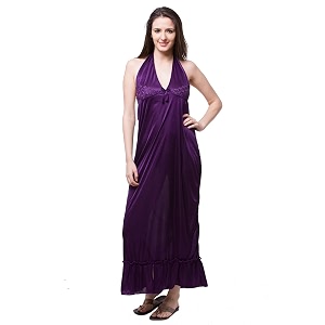 Fasense Womens Satin Maxi Casual Regular Nightgown