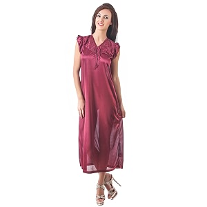 Fasense Womens Satin Maxi Casual Regular Nightgown