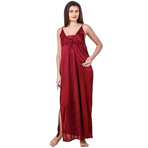 Fasense Womens Satin Maxi Casual Nightgown