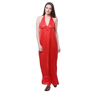 Fasense Womens Satin Maxi Casual Regular Nightgown