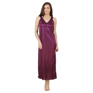 Fasense Womens Satin Maxi Casual Regular Nightgown