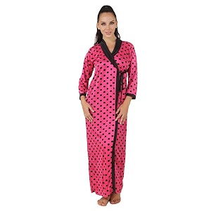 Fasense Women Satin Polka Printed Full Length