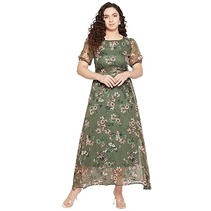 SEREIN Fashfun Womens Maxi Dress Green Floral