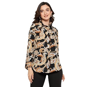 Fashfun Womens Shirt Floral Pink Crepe Top