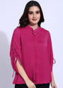 FashFun Women Regular Fit Solid Mandarin Collar Casual Shirt
