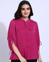 FashFun Women Regular Fit Solid Mandarin Collar Casual Shirt