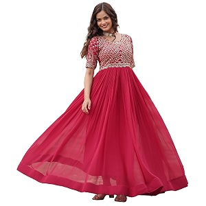 Fashion Basket Georgette Embroidered Anarkali Gown for