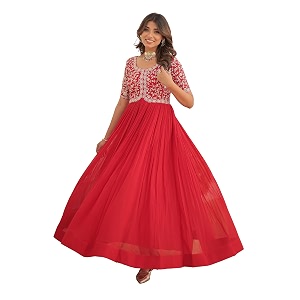 Fashion Basket Georgette Embroidered Anarkali Gown for