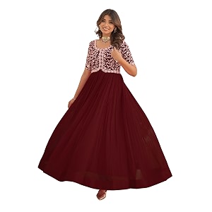 Fashion Basket Georgette Embroidered Anarkali Gown for