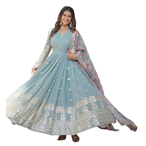 Fashion Basket Gergette Embroidered Long Anarkali