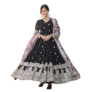 Fashion Basket Gergette Embroidered Long Anarkali