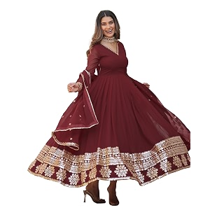 fashion basket havy georgette embroidered anarkali dress for women
