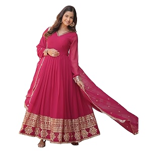 fashion basket havy georgette embroidered anarkali dress for women