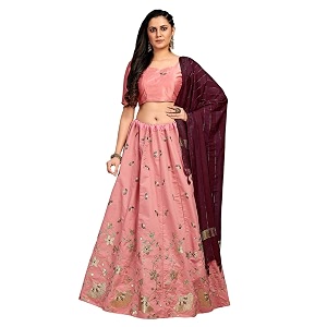 fashion basket satin embroidery peach lehenga choli for womens fb-lh-l8293_peach_free size