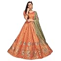 Fashion Basket Silk Embroidery Orange Lehenga Choli For Womens (FB-LH-L8296_Orange_Free Size)