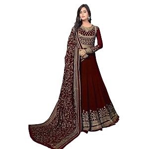 fashion basket women39s georgette anarkali semi stitched maroon gown f1334_maroon_free size