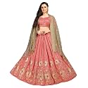 Fashion Basket Silk Embroidery Peach Lehenga Choli For Womens (FB-LH-L8297_Peach_Free Size)