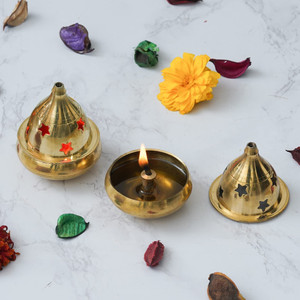 fashion bizz akhand jyoti deepak for spritual purpose brass table diya set brass pack of 2 table diya set