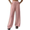 Fashion Booms Women's High Waist Loose Casual Lounge Pants | Wide Leg, Baggy Fit, Lightweight Cotton Trousers with Pockets, Ideal for Travel, Streetwear &amp; Summer