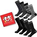 Fashion Crew Cotton Socks for Women Thin Cozy Casual White Black Gray Mixed Colors multiple Patter Dress size 7-9/9-11