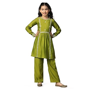 fashion dream girl39s chanderi silk ethnic kurta and sharara setkids salwar suit setsharara set for girls