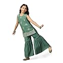 Fashion Dream Girl's Chanderi Silk Ethnic Kurta and Sharara Set|Kids Salwar Suit Set|Sharara Set for Girls