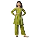 Fashion Dream Girl's Chanderi Silk Ethnic Kurta and Sharara Set|Kids Salwar Suit Set|Sharara Set for Girls