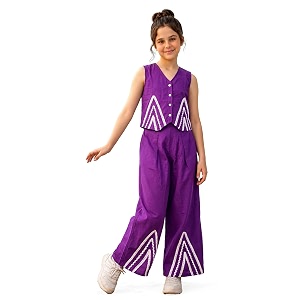 Fashion Dream Girls Cotton Blend Embroidered Co-Ord